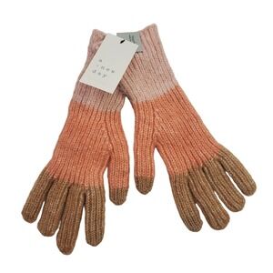 NWT A New Day Womens Knit Gloves Colorblock Pink Brown Touchscreen One Size